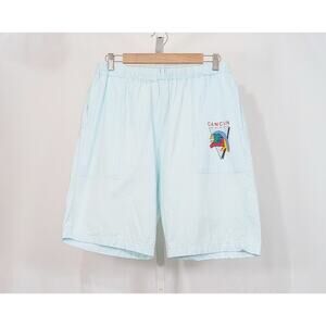 Vintage 90s Shorts Aqua Blue Parrot Cancun Mexico Men's Size L Loritos